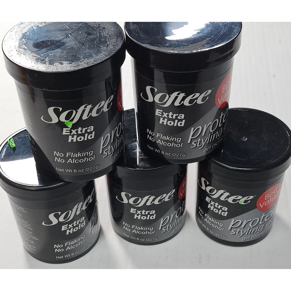 Softee Extra Hold Protein Styling Gel‎ 8oz No Flaking No Alcohol Lot of 5